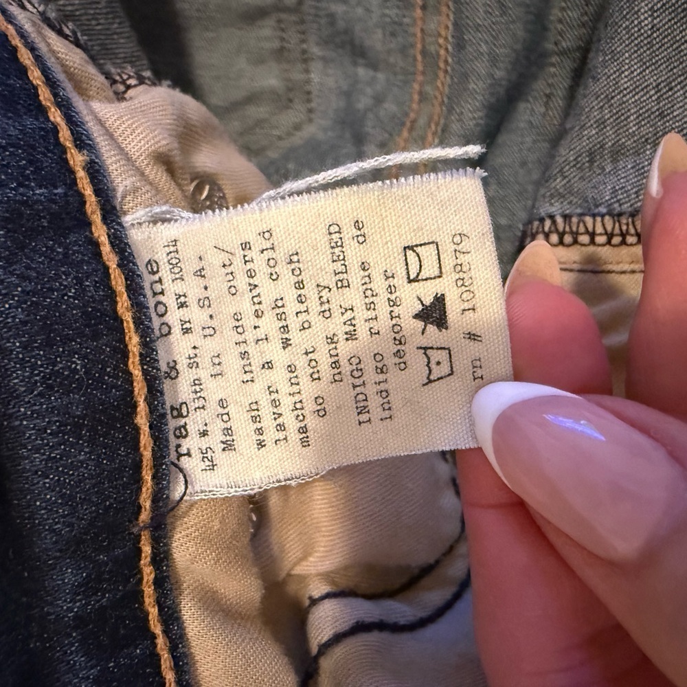rag & bone Dark Blue Distressed Skinny Jeans - Picture 4 of 6